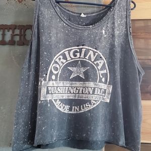 Vintage Distressed Original cotton tank top. Washington DC made in USA XL